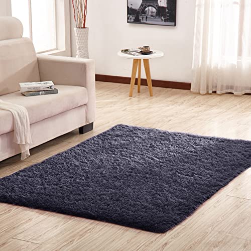 CHBIN Shaggy 60x80cm Hochflor Teppich Schaffell Teppich Zottige Teppiche Faux Lammfell Flauschig für Bettvorleger Sofa Matte Oder Schlafzimmmer Deko Usw, Dunkelgrau von CHBIN