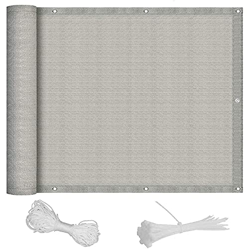 CHBIN Sichtschutz 0.9x10m Balkonverkleidung Windschutz Staubschutz mit Seil und Aluminiumösen für Garten Outdoor Terrasse, Hellgrau von CHBIN