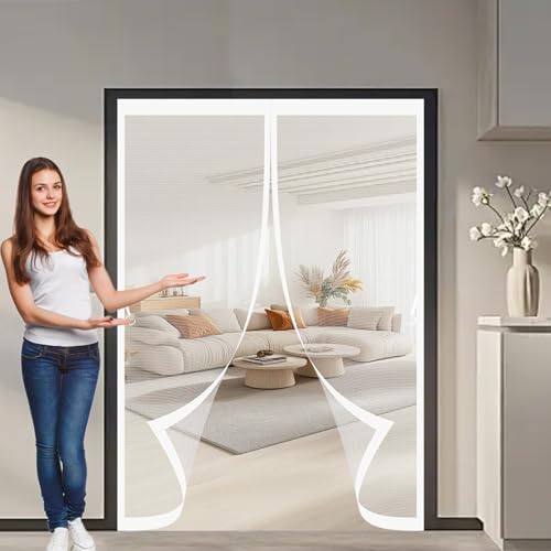 Fliegengitter Balkontür Magnet 115 x 182 cm Ohne Bohren, Stärkere Magneten, Automatisches Schließen, Magnet Tür Insektenschutz für Schlafzimmertür, Fenstertür, Weiß Fliegengitter Balkontür Magnet 115 x 182 cm Ohne Bohren, Stärkere Magneten, Automatisches Schließen, Magnet Tür Insektenschutz für Schlafzimmertür, Fenstertür, Weiß von CHBIN