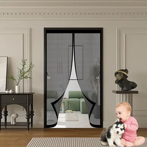 Fliegengitter Balkontür Magnet 82 x 154 cm Anpassbar, Lichtdurchlässig, Einfache Montage, Selbstschließend, Fliegengitter Tür Meterware für Fenster, Zimmertür, Veranda, Schwarz Fliegengitter Balkontür Magnet 82 x 154 cm Anpassbar, Lichtdurchlässig, Einfache Montage, Selbstschließend, Fliegengitter Tür Meterware für Fenster, Zimmertür, Veranda, Schwarz von CHBIN