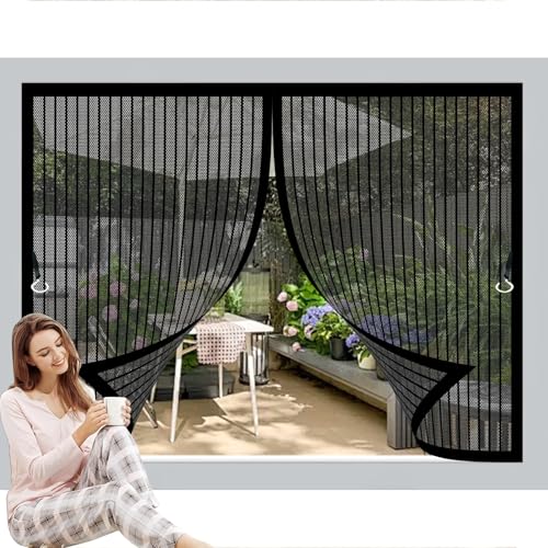 Fliegengitter Fenster Magnet 50x112cm Anpassbar, Lichtdurchlässig, Einfache Montage, Selbstschließend, Insektenschutz Vorhang Fenster für Schlafzimmertür, Fenstertür, Schwarz Fliegengitter Fenster Magnet 50x112cm Anpassbar, Lichtdurchlässig, Einfache Montage, Selbstschließend, Insektenschutz Vorhang Fenster für Schlafzimmertür, Fenstertür, Schwarz von CHBIN