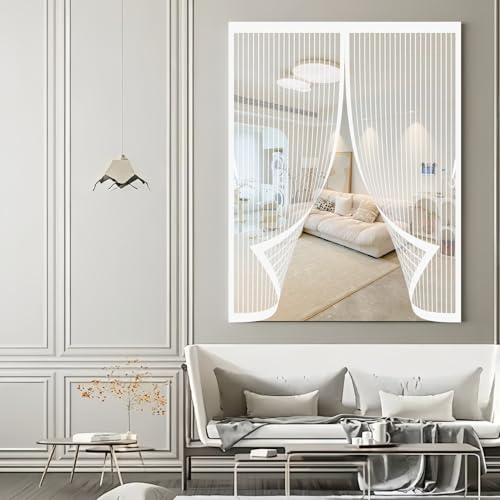 Fliegengitter Fenster Magnet 85 x 86 cm Insektenschutz, Ohne Bohren, Stärkere Magneten, Automatisches Schließen, Insektenschutz Fenster für Schlafzimmertür, Fenstertür, Weiß von CHBIN