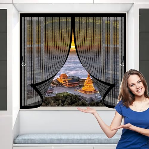 Fliegengitter Magnet Fenster 113 x 102 cm Insektenschutz, Ohne Bohren, Stärkere Magneten, Automatisches Schließen, Fliegenvorhang Fenster für Schlafzimmertür, Fenstertür, Schwarz Fliegengitter Magnet Fenster 113 x 102 cm Insektenschutz, Ohne Bohren, Stärkere Magneten, Automatisches Schließen, Fliegenvorhang Fenster für Schlafzimmertür, Fenstertür, Schwarz von CHBIN