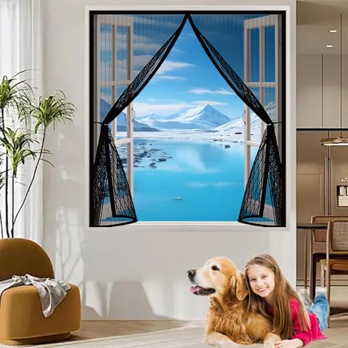 Fliegengitter Magnet Fenster 195 x 98 cm Anpassbar, Lichtdurchlässig, Einfache Montage, Selbstschließend, Fliegenvorhang Fenster für Schlafzimmertür, Fenstertür, Schwarz Fliegengitter Magnet Fenster 195 x 98 cm Anpassbar, Lichtdurchlässig, Einfache Montage, Selbstschließend, Fliegenvorhang Fenster für Schlafzimmertür, Fenstertür, Schwarz von CHBIN