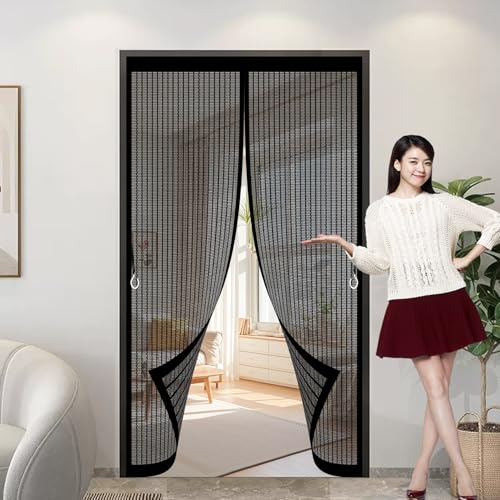 Fliegengitter Magnet Tür 103 x 217 cm Insektenschutz, Ohne Bohren, Stärkere Magneten, Automatisches Schließen, Magnet Fliegenvorhang für Fenster, Zimmertür, Veranda, Schwarz von CHBIN