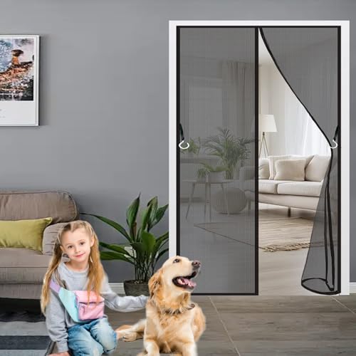 Fliegengitter Magnet Tür 190 x 112 cm Anpassbar, Lichtdurchlässig, Einfache Montage, Selbstschließend, Fliegenvorhang Vorhang für Fenster, Zimmertür, Veranda, Schwarz Fliegengitter Magnet Tür 190 x 112 cm Anpassbar, Lichtdurchlässig, Einfache Montage, Selbstschließend, Fliegenvorhang Vorhang für Fenster, Zimmertür, Veranda, Schwarz von CHBIN