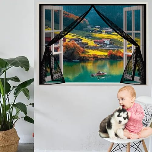 Fliegengitter Magnet Tür 265 x 185 cm Insektenschutz, Ohne Bohren, Stärkere Magneten, Automatisches Schließen, Magnet Fliegenvorhang für Fenster, Zimmertür, Veranda, Schwarz Fliegengitter Magnet Tür 265 x 185 cm Insektenschutz, Ohne Bohren, Stärkere Magneten, Automatisches Schließen, Magnet Fliegenvorhang für Fenster, Zimmertür, Veranda, Schwarz von CHBIN