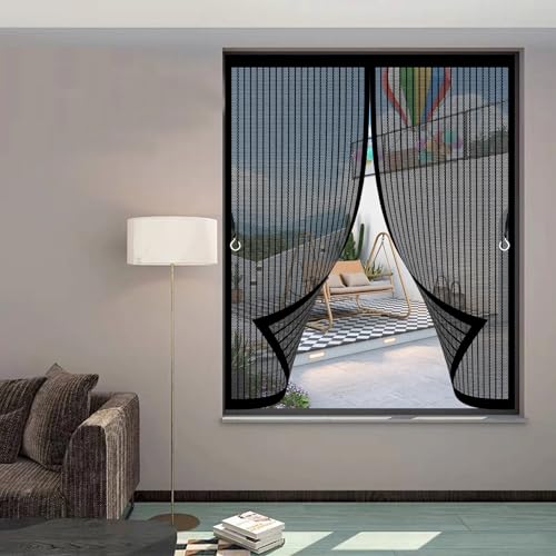 Fliegengitter Magnet Tür 55x180cm(W x H) Insektenschutz, Ohne Bohren, Stärkere Magneten, Automatisches Schließen, Fliegengitter Fenster für Schlafzimmertür, Fenstertür, Schwarz von CHBIN