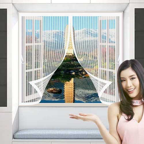 Fliegengitter Magnet Tür 56 x 175 cm Insektenschutz, Ohne Bohren, Stärkere Magneten, Automatisches Schließen, Fliegengitter Fenster für Fenster, Zimmertür, Veranda, Weiß von CHBIN