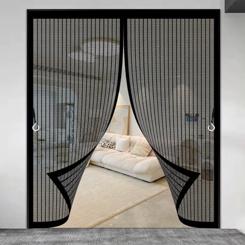 Fliegengitter Magnet Tür 88 x 200 cm Insektenschutz, Ohne Bohren, Stärkere Magneten, Automatisches Schließen, Fliegen Gitter Tür für Fenster, Zimmertür, Veranda, Schwarz von CHBIN