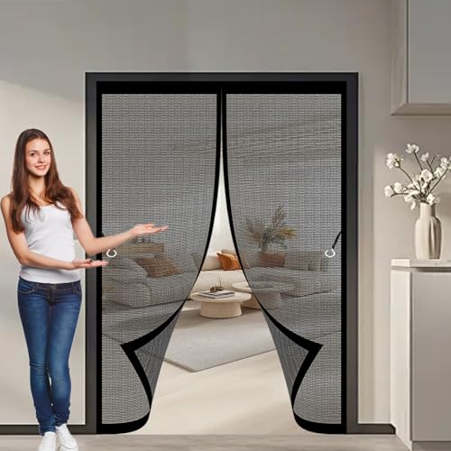 Fliegengitter Magnetvorhang 113 x 180 cm Anpassbar, Lichtdurchlässig, Einfache Montage, Selbstschließend, Fliegennetz Tür Magnet für Fenster, Zimmertür, Veranda, Schwarz Fliegengitter Magnetvorhang 113 x 180 cm Anpassbar, Lichtdurchlässig, Einfache Montage, Selbstschließend, Fliegennetz Tür Magnet für Fenster, Zimmertür, Veranda, Schwarz von CHBIN