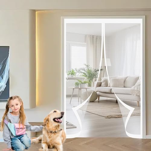 Fliegengitter Magnetvorhang 116 x 300 cm Anpassbar, Lichtdurchlässig, Einfache Montage, Selbstschließend, Insektenschutzvorhang für Fenster, Zimmertür, Veranda, Weiß Fliegengitter Magnetvorhang 116 x 300 cm Anpassbar, Lichtdurchlässig, Einfache Montage, Selbstschließend, Insektenschutzvorhang für Fenster, Zimmertür, Veranda, Weiß von CHBIN