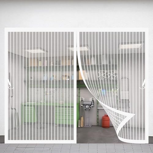 Fliegengitter Tür Magnet 169 x 210 cm Anpassbar, Lichtdurchlässig, Einfache Montage, Selbstschließend, Tür Magnet Fliegenvorhang für Schlafzimmertür, Fenstertür, Weiß von CHBIN