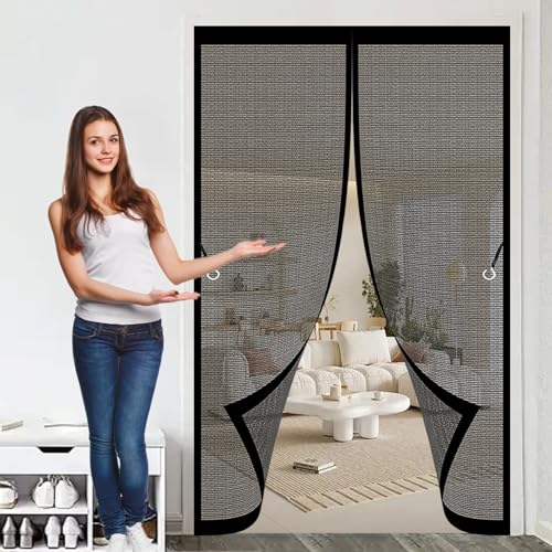 Fliegengitter Tür Magnet Insektenschutz 86 x 136 cm Ohne Bohren, Stärkere Magneten, Automatisches Schließen, Wärmeschutzvorhang Magnet für Schlafzimmertür, Fenstertür, Schwarz Fliegengitter Tür Magnet Insektenschutz 86 x 136 cm Ohne Bohren, Stärkere Magneten, Automatisches Schließen, Wärmeschutzvorhang Magnet für Schlafzimmertür, Fenstertür, Schwarz von CHBIN