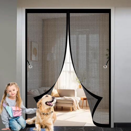 Fliegenvorhang Magnetisch 138 x 166 cm Ohne Bohren, Stärkere Magneten, Automatisches Schließen, Magnetisch Fliegengitter Tür für Fenster, Zimmertür, Veranda, Schwarz Fliegenvorhang Magnetisch 138 x 166 cm Ohne Bohren, Stärkere Magneten, Automatisches Schließen, Magnetisch Fliegengitter Tür für Fenster, Zimmertür, Veranda, Schwarz von CHBIN