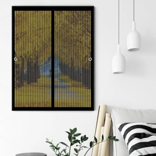 Magnet Fliegengitter Tür 140x105cm(W x H) Anpassbar, Lichtdurchlässig, Einfache Montage, Selbstschließend, Magnetisches Fliegengitter für Schlafzimmertür, Fenstertür, Schwarz von CHBIN