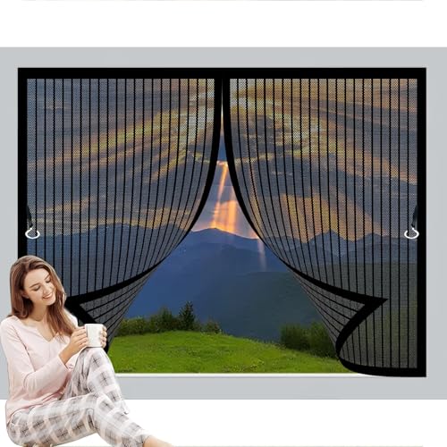Magnetische Fliegengitter Tür 40x260cm Anpassbar, Lichtdurchlässig, Einfache Montage, Selbstschließend, Fliegenvorhang Magnet für Schlafzimmertür, Fenstertür, Schwarz von CHBIN