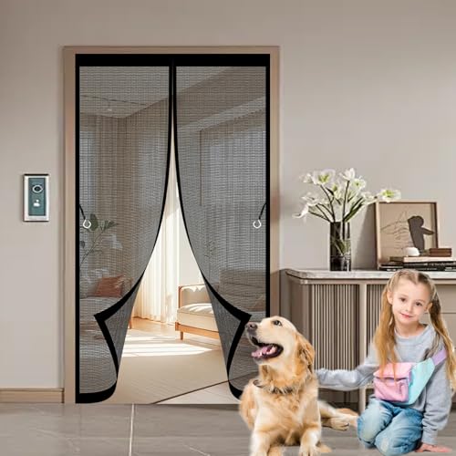 Magnetischer Fliegenvorhang 134 x 146 cm Ohne Bohren, Stärkere Magneten, Automatisches Schließen, Insektenschutz für Tür für Fenster, Zimmertür, Veranda, Schwarz Magnetischer Fliegenvorhang 134 x 146 cm Ohne Bohren, Stärkere Magneten, Automatisches Schließen, Insektenschutz für Tür für Fenster, Zimmertür, Veranda, Schwarz von CHBIN