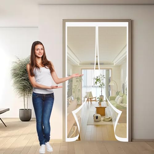 Magnetischer Fliegenvorhang 345 x 365 cm Ohne Bohren, Stärkere Magneten, Automatisches Schließen, Fliegen Gitter Tür für Fenster, Zimmertür, Veranda, Weiß Magnetischer Fliegenvorhang 345 x 365 cm Ohne Bohren, Stärkere Magneten, Automatisches Schließen, Fliegen Gitter Tür für Fenster, Zimmertür, Veranda, Weiß von CHBIN