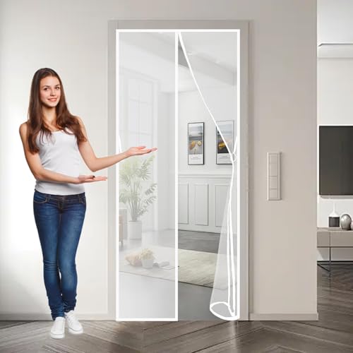 Magnetischer Fliegenvorhang 84 x 245 cm Ohne Bohren, Stärkere Magneten, Automatisches Schließen, Fliegengitter Tür Magnetband für Fenster, Zimmertür, Veranda, Weiß Magnetischer Fliegenvorhang 84 x 245 cm Ohne Bohren, Stärkere Magneten, Automatisches Schließen, Fliegengitter Tür Magnetband für Fenster, Zimmertür, Veranda, Weiß von CHBIN