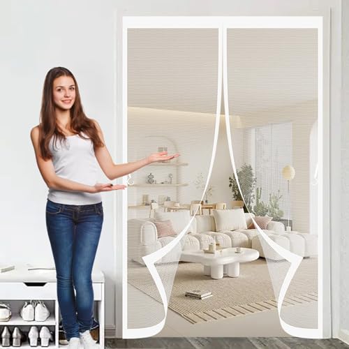 Magnetvorhang Insektenschutz 103 x 200 cm Anpassbar, Lichtdurchlässig, Einfache Montage, Selbstschließend, Magnetisches Fliegengitter für Schlafzimmertür, Fenstertür, Weiß Magnetvorhang Insektenschutz 103 x 200 cm Anpassbar, Lichtdurchlässig, Einfache Montage, Selbstschließend, Magnetisches Fliegengitter für Schlafzimmertür, Fenstertür, Weiß von CHBIN