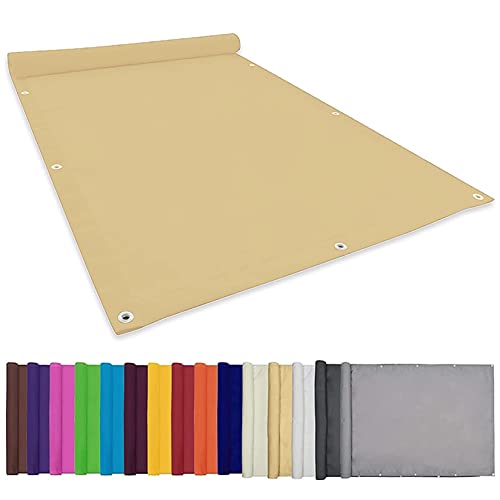 Sonnenschirm Segel Sonnenschutz Netz 1.2x3.4M Wasserabweisend imprägniert 95% UV-Block Sonnensegel quadratisch Zeltplane inkl Befestigungsseile Für Garten Balkon Und Terrasse, Creme Farben, 22073 von CHBIN