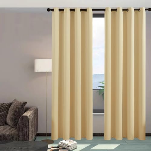 Thermovorhang Gardinen mit Ösen 124 x 180 cm Blickdicht Kälteschutz Hitzeschutz Verdunklungsgardine Blackout Curtains 1Er Set für Wohnzimmer, Schlafzimmer & Büro, Heimbüro, Creme Farben Thermovorhang Gardinen mit Ösen 124 x 180 cm Blickdicht Kälteschutz Hitzeschutz Verdunklungsgardine Blackout Curtains 1Er Set für Wohnzimmer, Schlafzimmer & Büro, Heimbüro, Creme Farben von CHBIN
