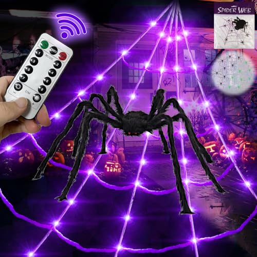 17 * 16 Fuß Halloween Spinnennetz 150 Led Lila Lichter Dreieckiges 1.5 m Großer Spinne Batteriebetriebenes Spinnennetz Wasserdicht mit 200 Quadratfuß Spinnennetz und 50 kleine Spinnen 17 * 16 Fuß Halloween Spinnennetz 150 Led Lila Lichter Dreieckiges 1.5 m Großer Spinne Batteriebetriebenes Spinnennetz Wasserdicht mit 200 Quadratfuß Spinnennetz und 50 kleine Spinnen von CHBOP