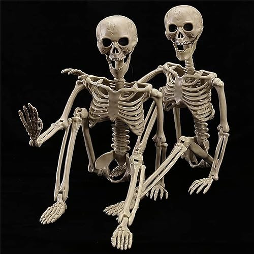 CHBOP 2 Pack 100cm Halloween Skelett Lebensgröße Ganzkörper bewegliche Gelenke hängende Requisiten Horror Skeleton von CHBOP
