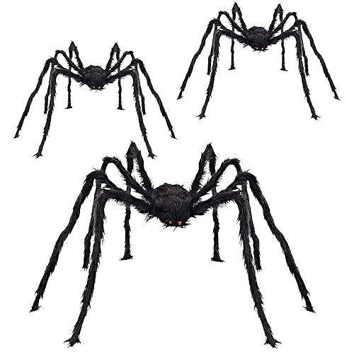 CHBOP 3 groß 150cm 90cm 90cm Gruselige Spinnen Set Halloween Spinnen Riesenspinne Halloween Horror Deko schwarz von CHBOP