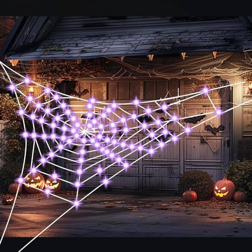 CHBOP 4,2 x 4,2 x 4,2 m leuchtendes weißes Dreieck, lebensechtes Spinnennetz, großes Plüsch-Halloween-Spinnennetz für Innen- und Außenbereich, Dekoration, Dekoration, Garten, Rasen, Party CHBOP 4,2 x 4,2 x 4,2 m leuchtendes weißes Dreieck, lebensechtes Spinnennetz, großes Plüsch-Halloween-Spinnennetz für Innen- und Außenbereich, Dekoration, Dekoration, Garten, Rasen, Party von CHBOP