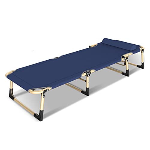 CHCHC 1 Stück Zusammenklappbar Freizeitbett,Mittagspause Im Büro mit Kopfkissen Balkonbett für Gartenterrasse Strandpool Strandstuhl Liegen(Blue) von CHCHC
