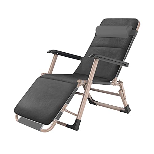 CHCHC 178×52×25cm Klappbare Zero Gravity Stühle,mit Kopfkissen Abnehmbares Sitzkissen Strandstuhl Büro Im Freien Liegestühle Liegen(Black) von CHCHC