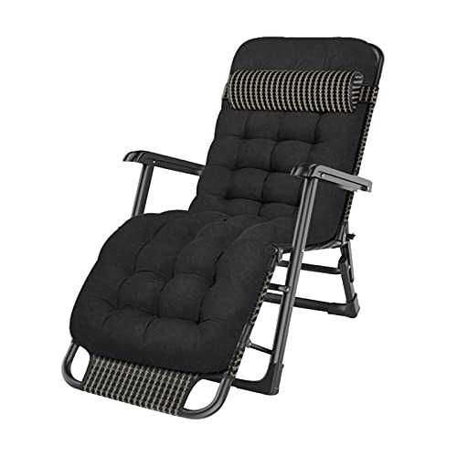 CHCHC 178×52×25cm Schwerkraft Stühle,Verdicktes Sitzkissen Sonnenliege für Die Mittagspause Büro Freien mit Kopfkissen Relaxsessel Liegen(Black A) von CHCHC