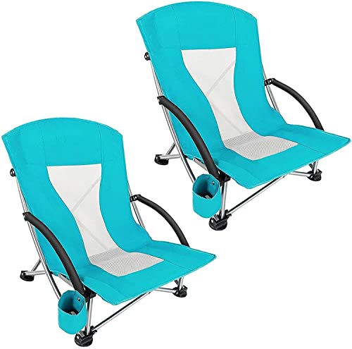 CHCHC 2 PCs tragbares Paar Low Gravity Beach Stuhl for Konzert Rasen im Freien im Freien Kompakte Camping Sportstuhl mit Armlehne Liegen(Green) von CHCHC