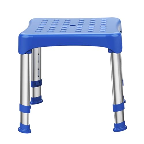 CHCHC Alte Leute Duschstuhl, 5-Fach Höhenverstellbar Sicherer Stall Badezimmerstuhl Aluminiumlegierung Anti-Rutsch Tragbar Duschhocker Duschstuhl(Blue,Square) von CHCHC