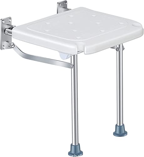 CHCHC Badezimmer-Duschhocker, älterer schwangerer behinderter Faltbarer Stuhl mit Stützbein-Aluminiumrahmen-an der Wand befestigter Badesitz Duschstuhl von CHCHC