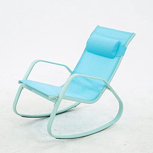 CHCHC Balkon Beach Stuhl mit Kopfstützengartenstuhl Schaukelstuhl Liege Sun Loungers Siesta Lazy Stuhl Lounge Stühle Stühle Liegen(Blue) von CHCHC