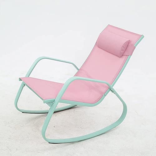 CHCHC Balkon Beach Stuhl mit Kopfstützengartenstuhl Schaukelstuhl Liege Sun Loungers Siesta Lazy Stuhl Lounge Stühle Stühle Liegen(Pink) von CHCHC