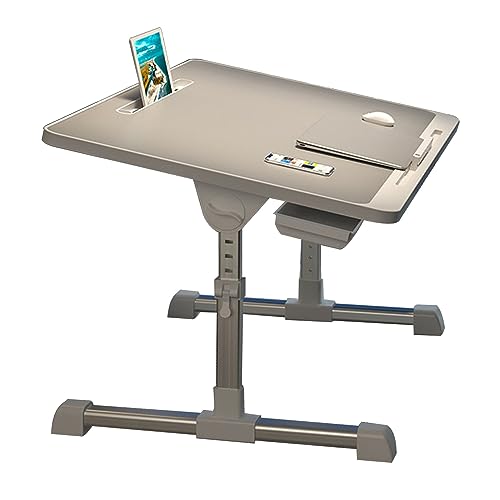 CHCHC Beweglicher Beistelltisch, mit Schubladen Schlafsaal Klapptisch Höhenverstellbar Auf Dem Bett Multifunktional Hubtisch(Light Gray) von CHCHC