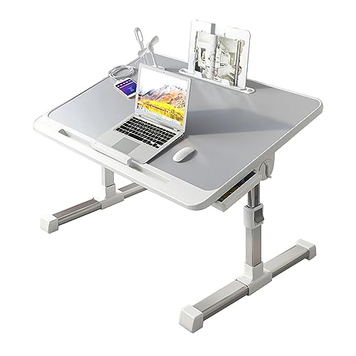 CHCHC Beweglicher Computer Schreibtisch, Auf Dem Bett Klappbarer Hubtisch Moderner Minimalismus Einstellbar Schlafsaal Studententisch(Light Gray) von CHCHC