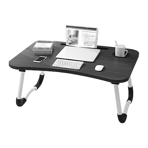 CHCHC Beweglicher Computer Schreibtisch, Balkon Erkerfenster Multifunktionstisch Schlafsaal rutschfest Tragbar Klappbarer Kleiner Tisch(Black) von CHCHC