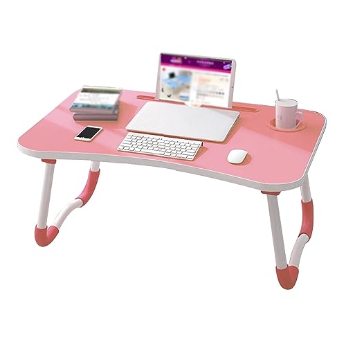 CHCHC Beweglicher Computer Schreibtisch, Balkon Erkerfenster Multifunktionstisch Schlafsaal rutschfest Tragbar Klappbarer Kleiner Tisch(Pink) von CHCHC