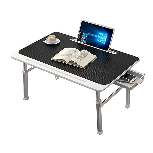 CHCHC Beweglicher Computer Schreibtisch, Höhenverstellbar Klappbarer Hubtisch Mehrere Optionen Verfügbar Schlafzimmer Multifunktionstisch(Black,Drawer) von CHCHC