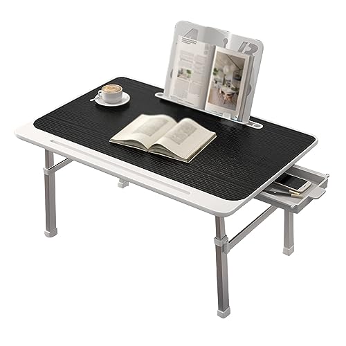 CHCHC Beweglicher Computer Schreibtisch, Höhenverstellbar Klappbarer Hubtisch Mehrere Optionen Verfügbar Schlafzimmer Multifunktionstisch(Black,Drawer Bookshelf) von CHCHC