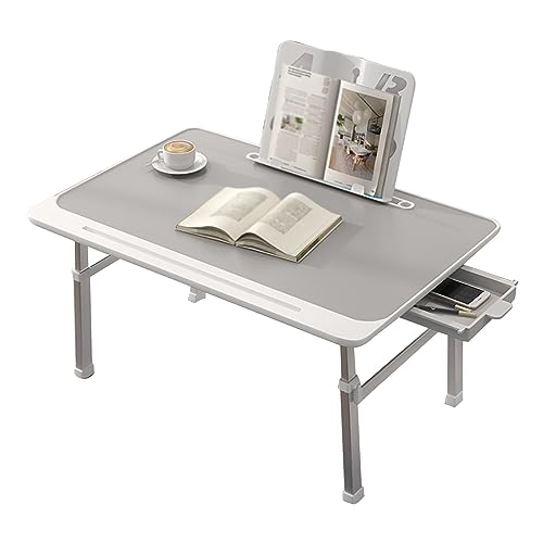CHCHC Beweglicher Computer Schreibtisch, Höhenverstellbar Klappbarer Hubtisch Mehrere Optionen Verfügbar Schlafzimmer Multifunktionstisch(Light Gray,Drawer Bookshelf) von CHCHC