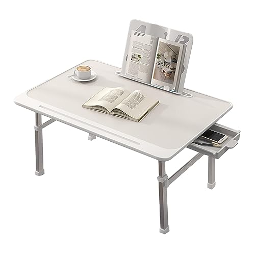 CHCHC Beweglicher Computer Schreibtisch, Höhenverstellbar Klappbarer Hubtisch Mehrere Optionen Verfügbar Schlafzimmer Multifunktionstisch(White,Drawer Bookshelf) von CHCHC