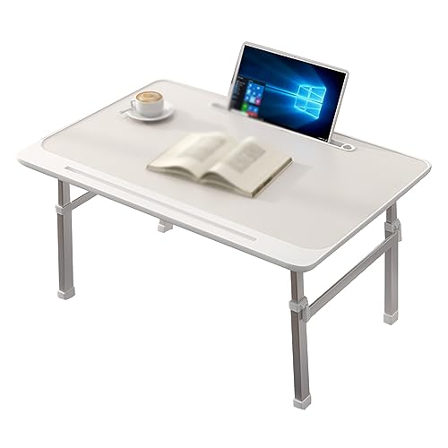 CHCHC Beweglicher Computer Schreibtisch, Höhenverstellbar Klappbarer Hubtisch Mehrere Optionen Verfügbar Schlafzimmer Multifunktionstisch(White,Foundation) von CHCHC