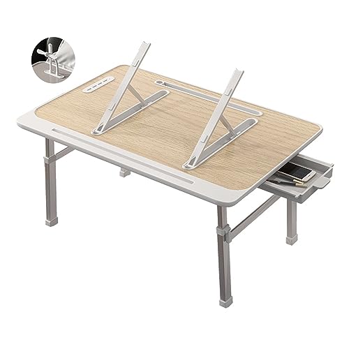 CHCHC Beweglicher Computer Schreibtisch, Höhenverstellbar Klappbarer Hubtisch Mehrere Optionen Verfügbar Schlafzimmer Multifunktionstisch(Yellow,Bracket Drawer USB) von CHCHC