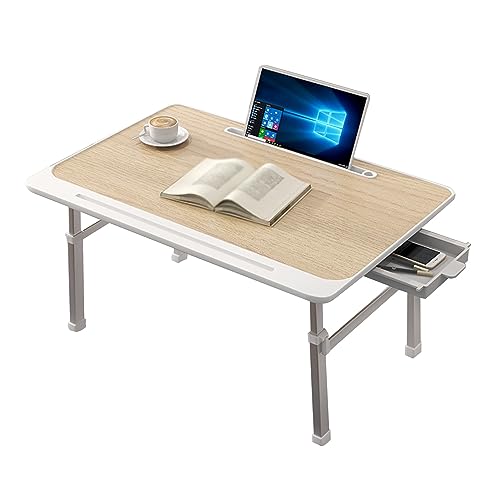 CHCHC Beweglicher Computer Schreibtisch, Höhenverstellbar Klappbarer Hubtisch Mehrere Optionen Verfügbar Schlafzimmer Multifunktionstisch(Yellow,Drawer) von CHCHC